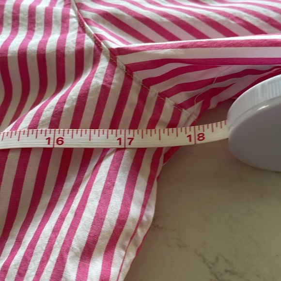 Lilly Pulitzer Button Down Long Sleeve Size 2 Striped Pink and White Shirt - Picture 8 of 12